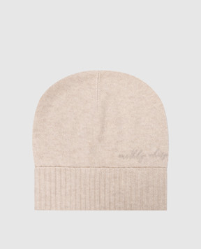 Brunello Cucinelli Beige cap made of wool, cashmere and silk with embroidery M16708479