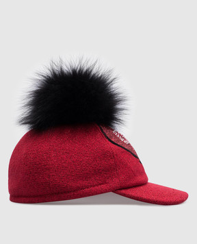 Philipp Plein Children's red cap made of merino wool with lurex GAC0007