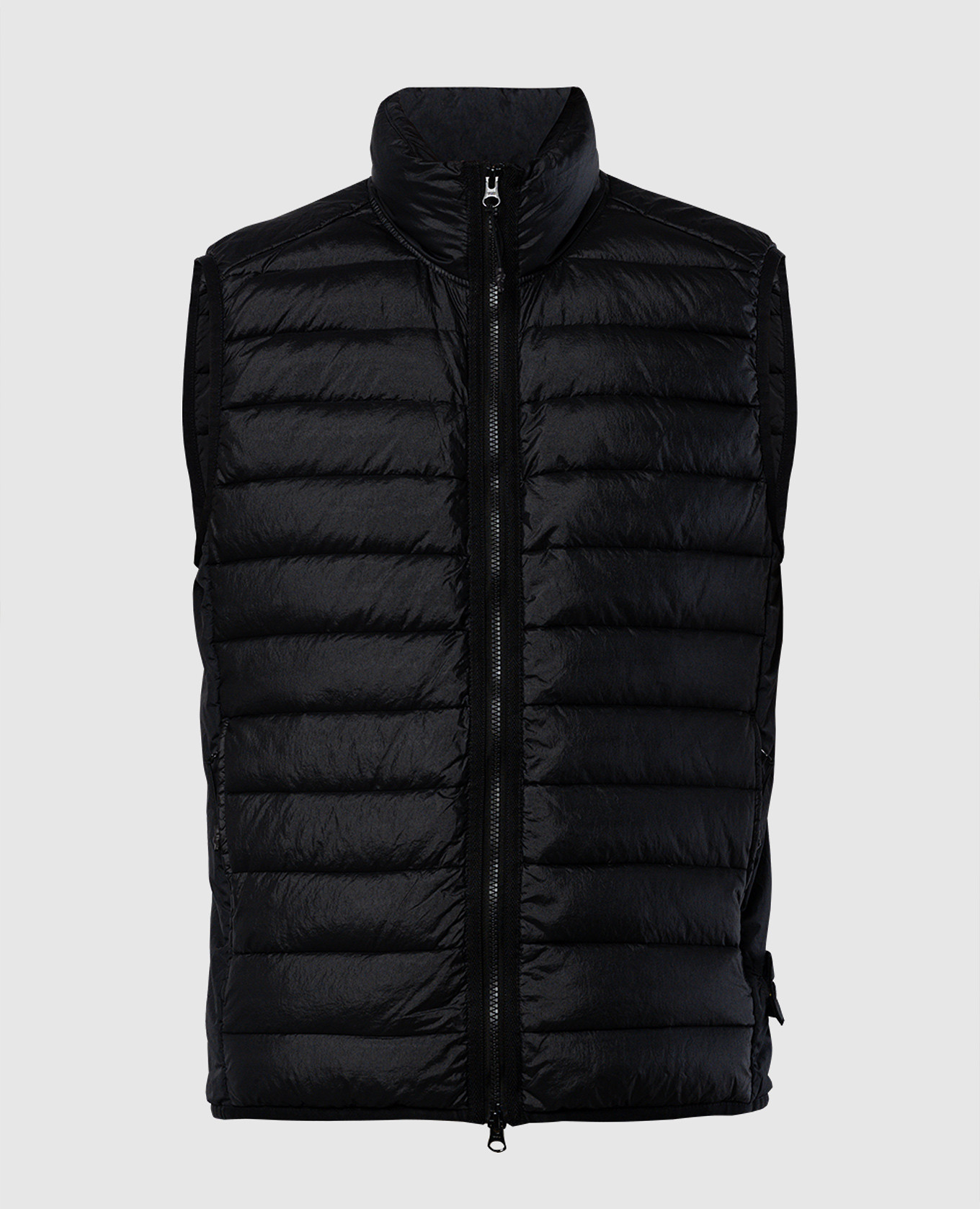 

Black quilted down vest with logo patch Stone Island, Черный