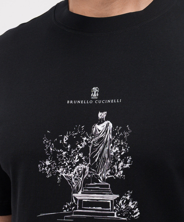 Brunello Cucinelli - Black T-shirt with Anamnesis print