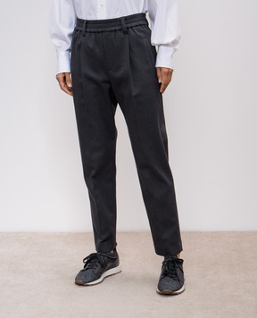 Brunello Cucinelli Gray pants with monil chain MA126P8416