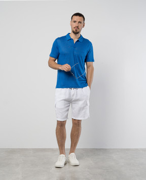 Vilebrequin Blue Pyramid linen polo with logo PYRE9O00