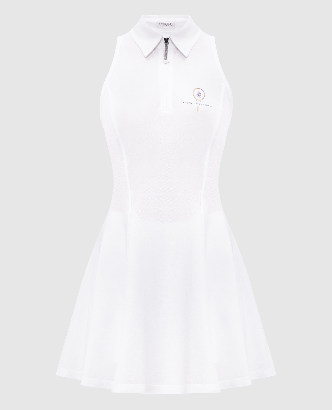 White mini dress with Tennis embroidery