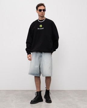 Vetements Black sweatshirt Be yourself UH76HD350Bm