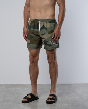 Balmain Khaki logo swim shorts BWB641350
