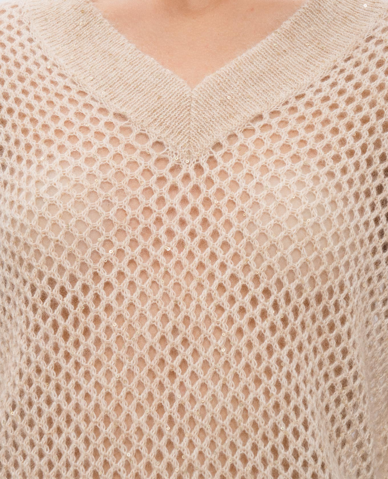 

Beige openwork sweater with wool Brunello Cucinelli