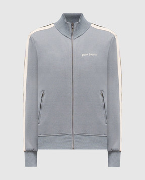 Palm Angels Grey sports jacket with logo embroidery PWBD019F25FAB001