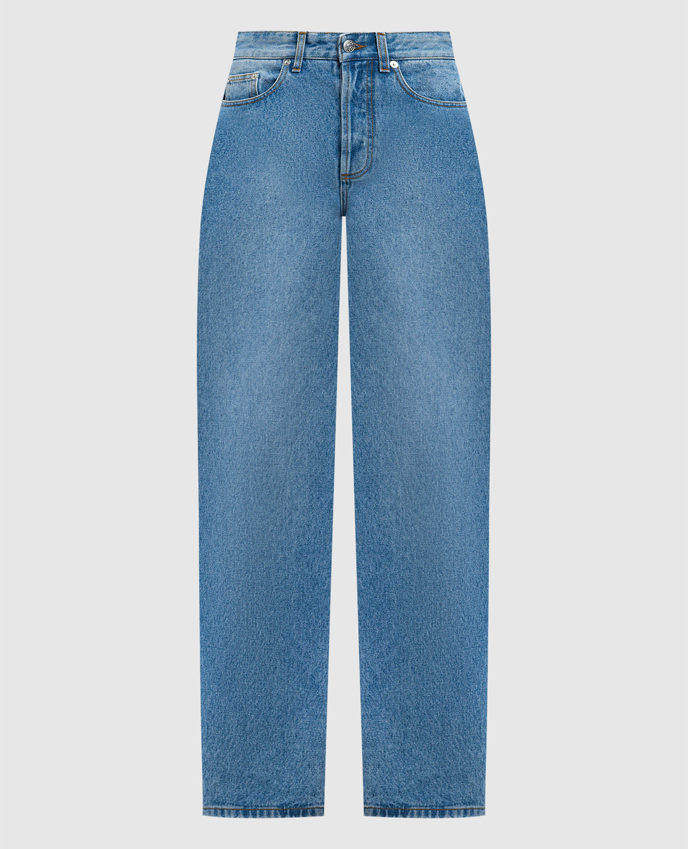 Blue jeans with lace-up detail and logo patch Thierry Mugler