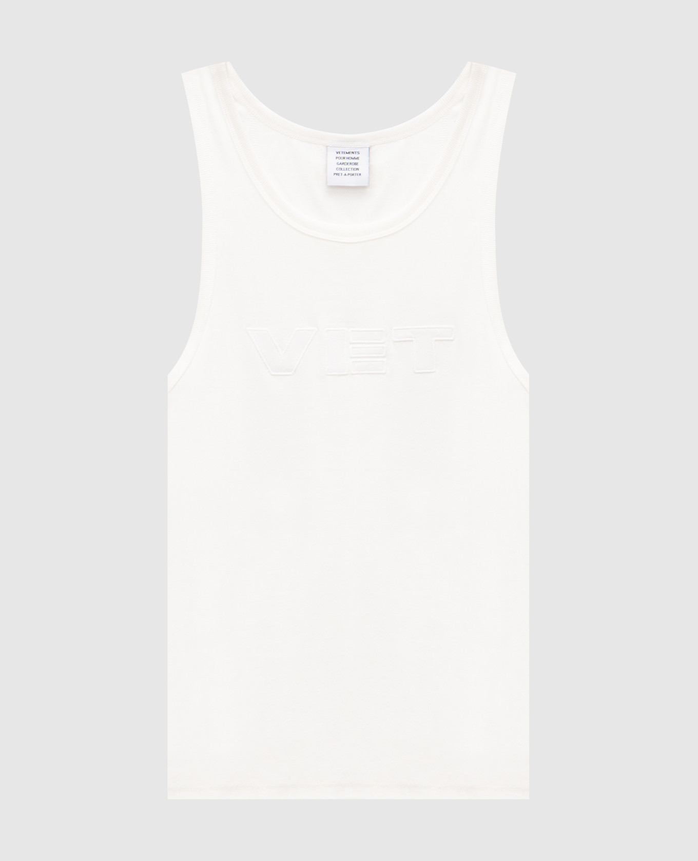 

White ribbed T-shirt with logo Vetements