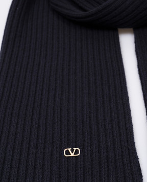 Valentino Blue VLogo ribbed wool scarf 5W2ET01AGPI