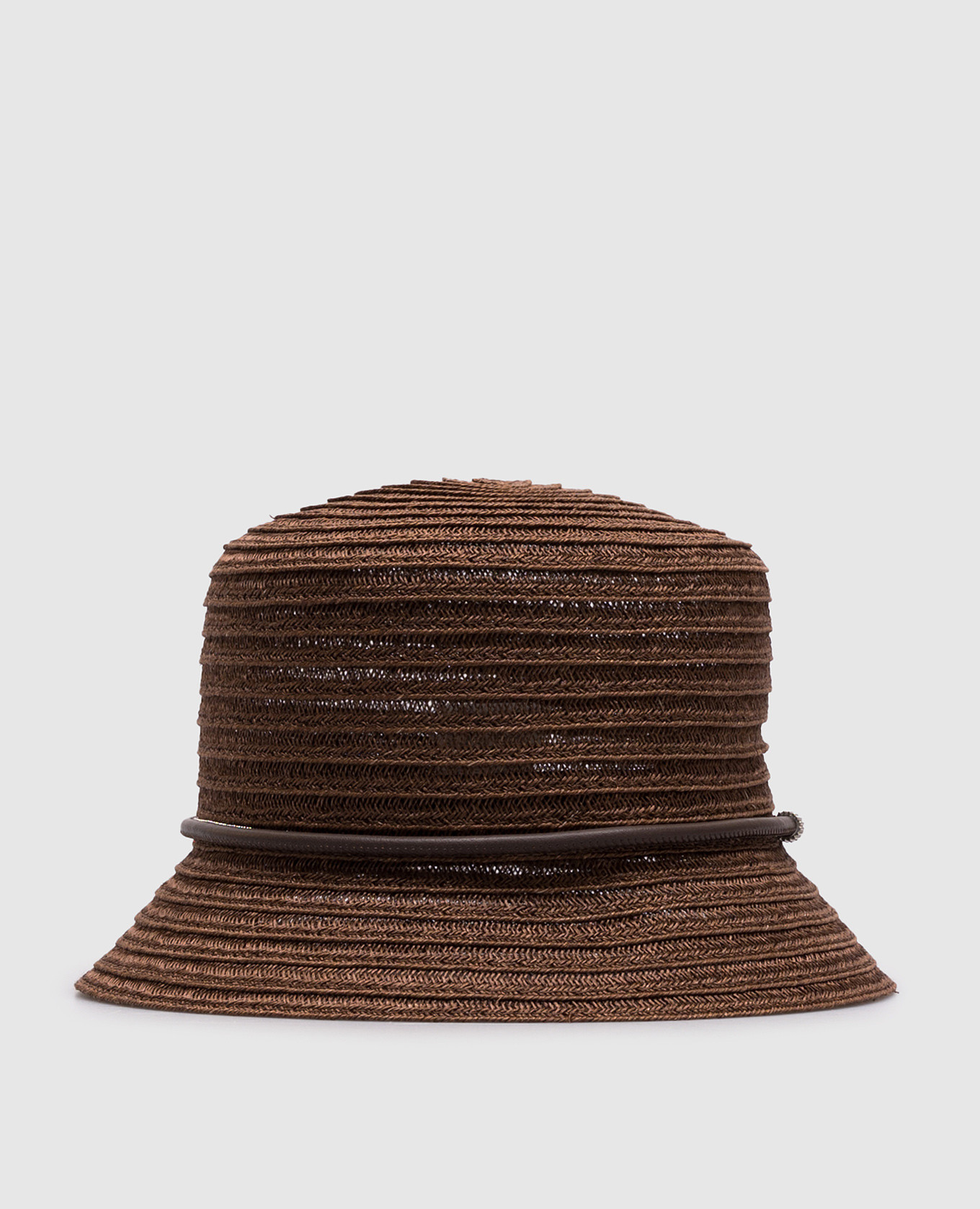 

Brown hemp hat with monil chain Peserico