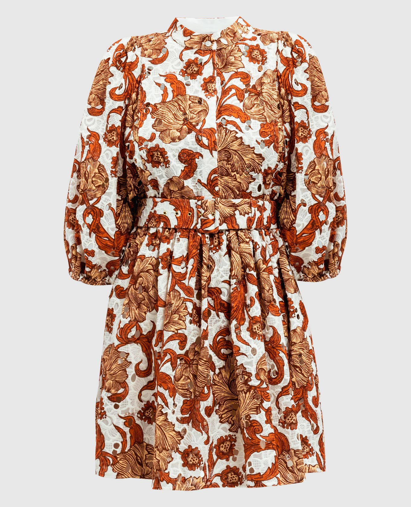 White Portofino dress in Reef White floral print with Richelieu embroidery La DoubleJ