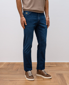 Stefano Ricci Blue jeans with logo patch MST51B2010T0082