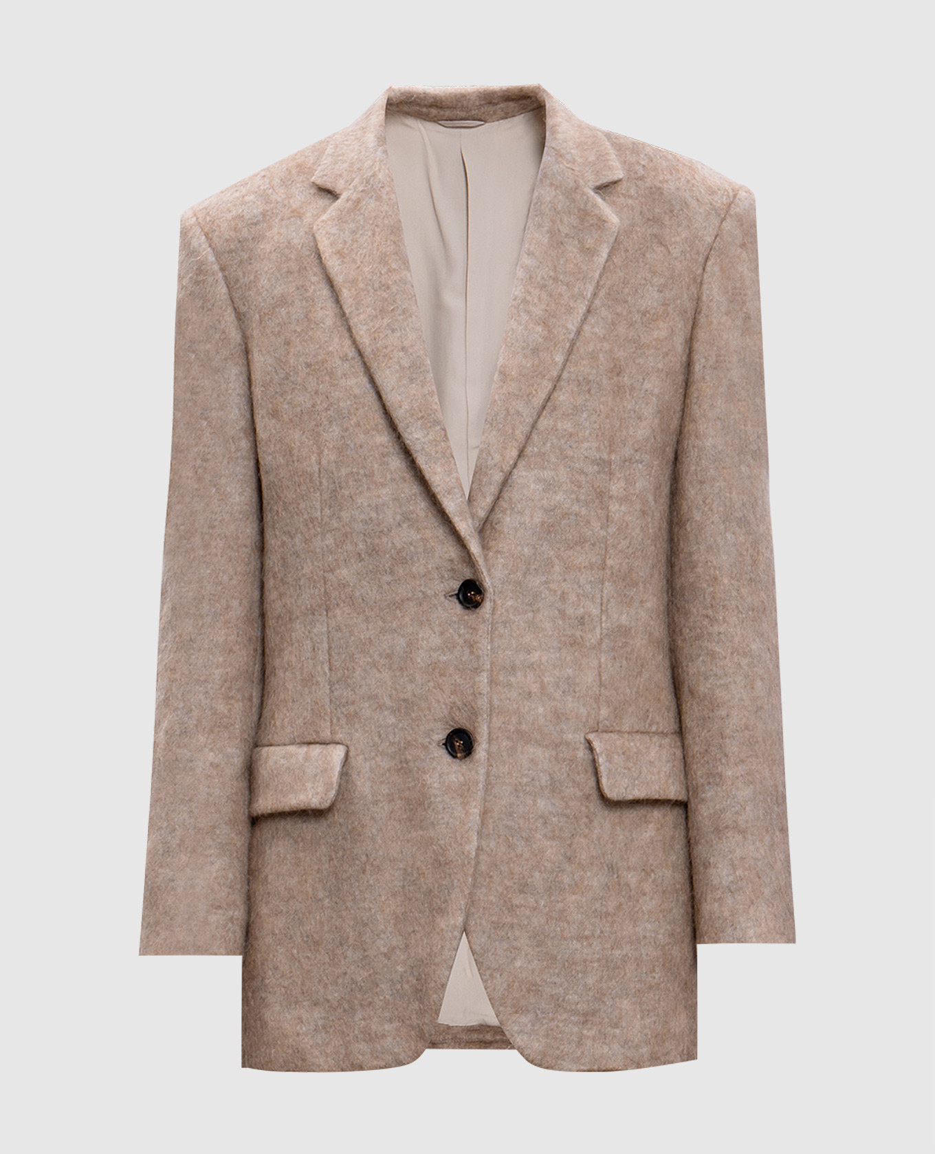

Beige melange wool and cashmere jacket with monil chain Brunello Cucinelli
