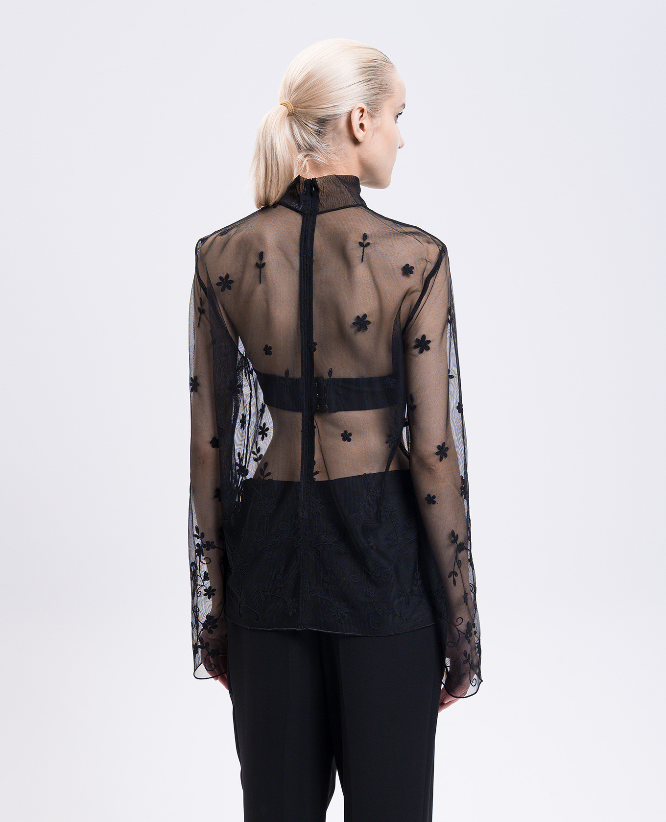 

Black mesh blouse with floral embroidery Toteme