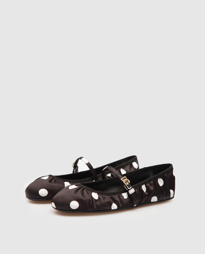 Dolce&Gabbana Black polka dot ballet flats with metallic DG logo CB0222AV885