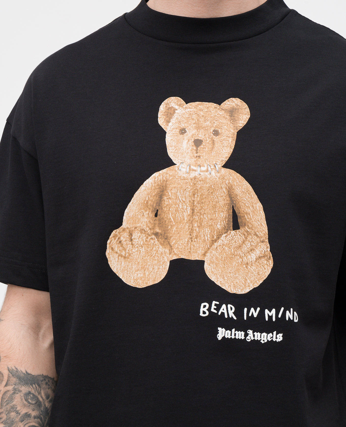 

Bear in Mind black T-shirt with logo print Palm Angels