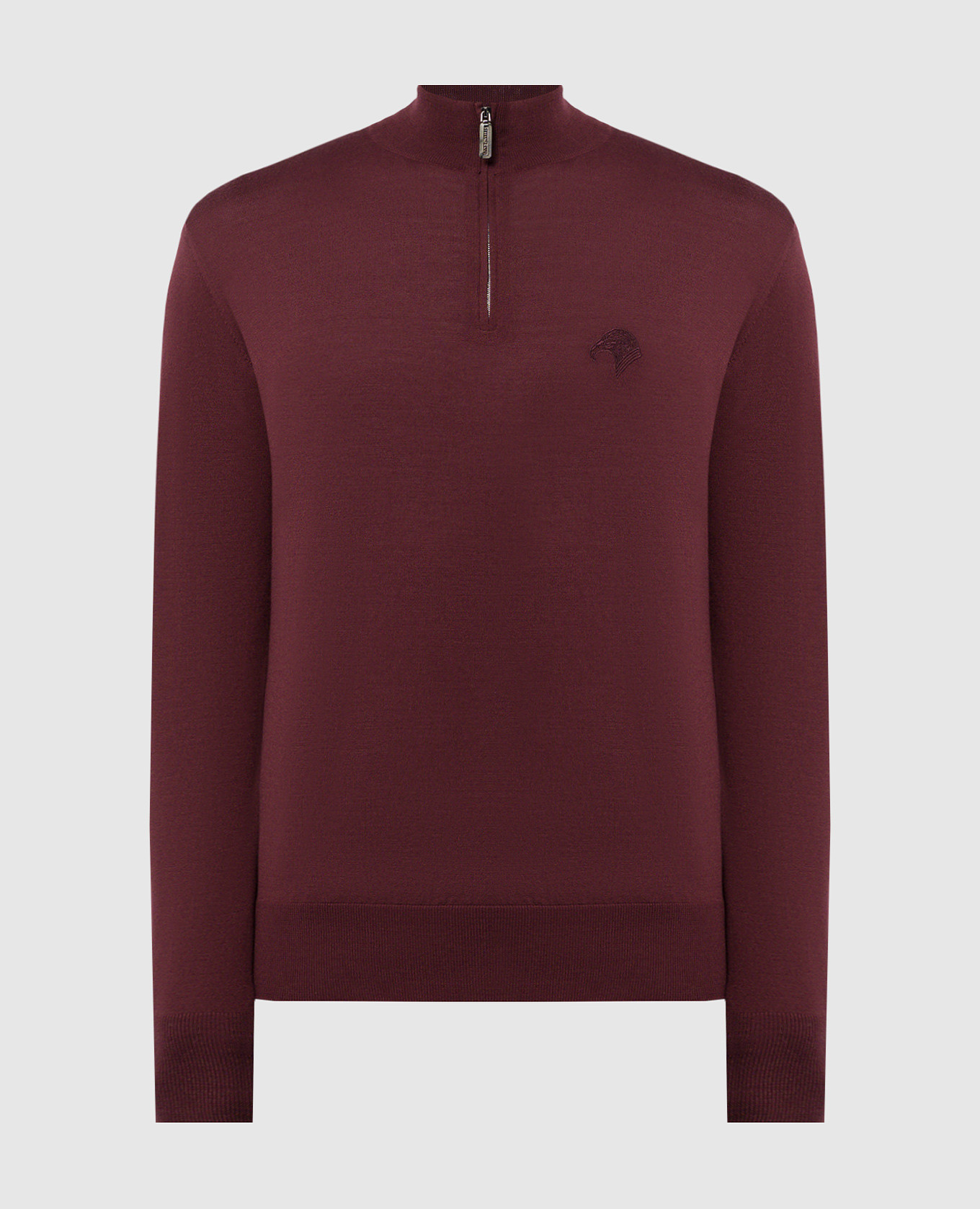 

Burgundy wool jumper with logo embroidery Stefano Ricci