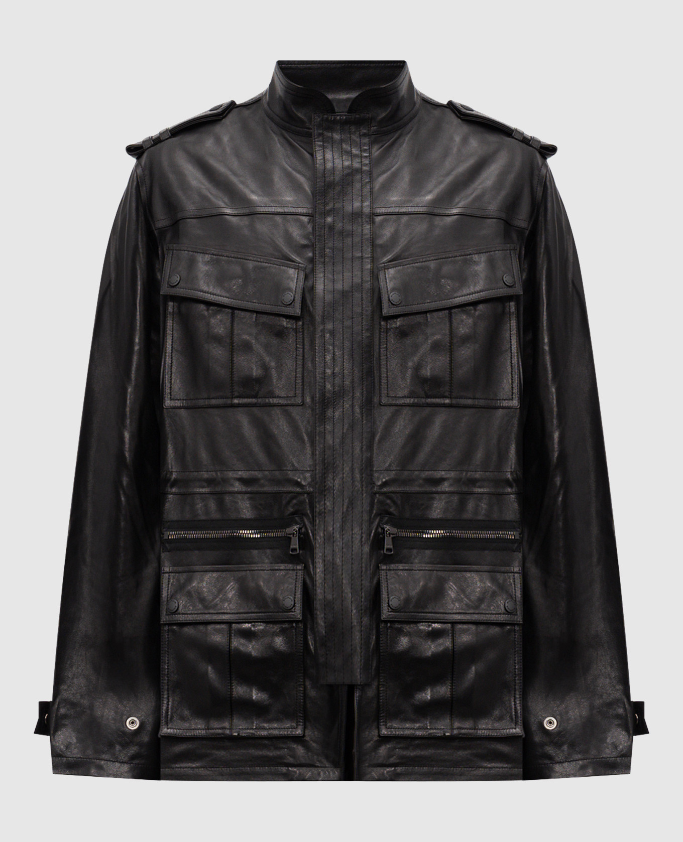 

Black leather parka Balmain