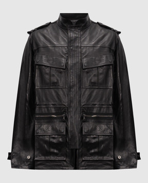 Balmain Black leather parka FH1TJ211LD63