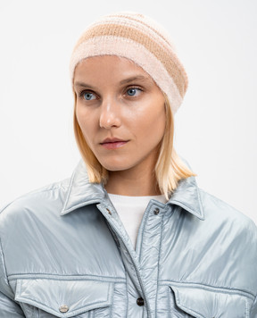 Twinset Pink alpaca wool hat with emblem pattern 252TO5591
