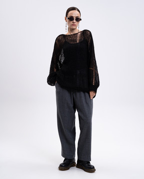 Y`S Yamamoto Black openwork sweater with wool YMK04681