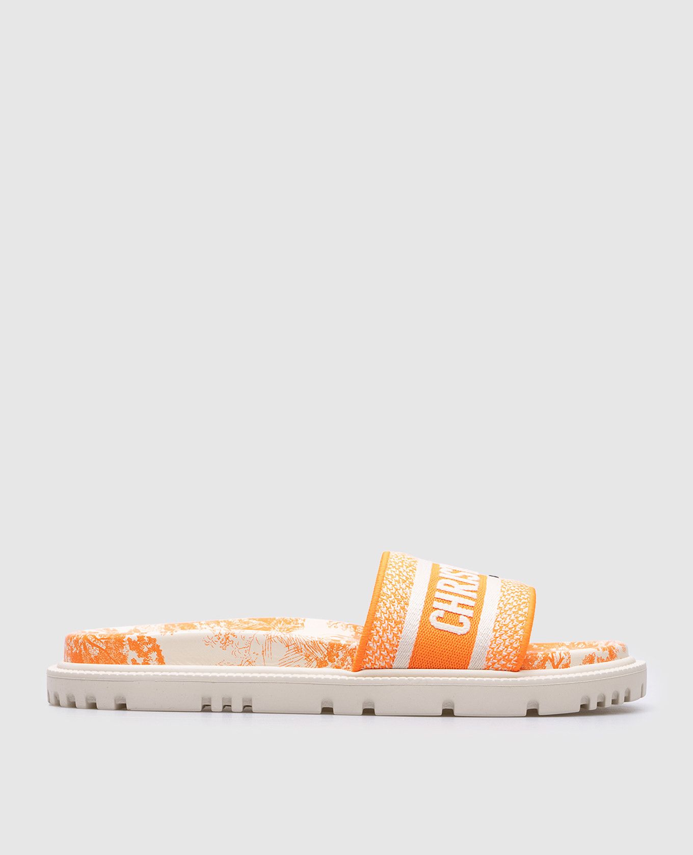 

Orange flip-flops with a brand print Christian Dior, Оранжевый
