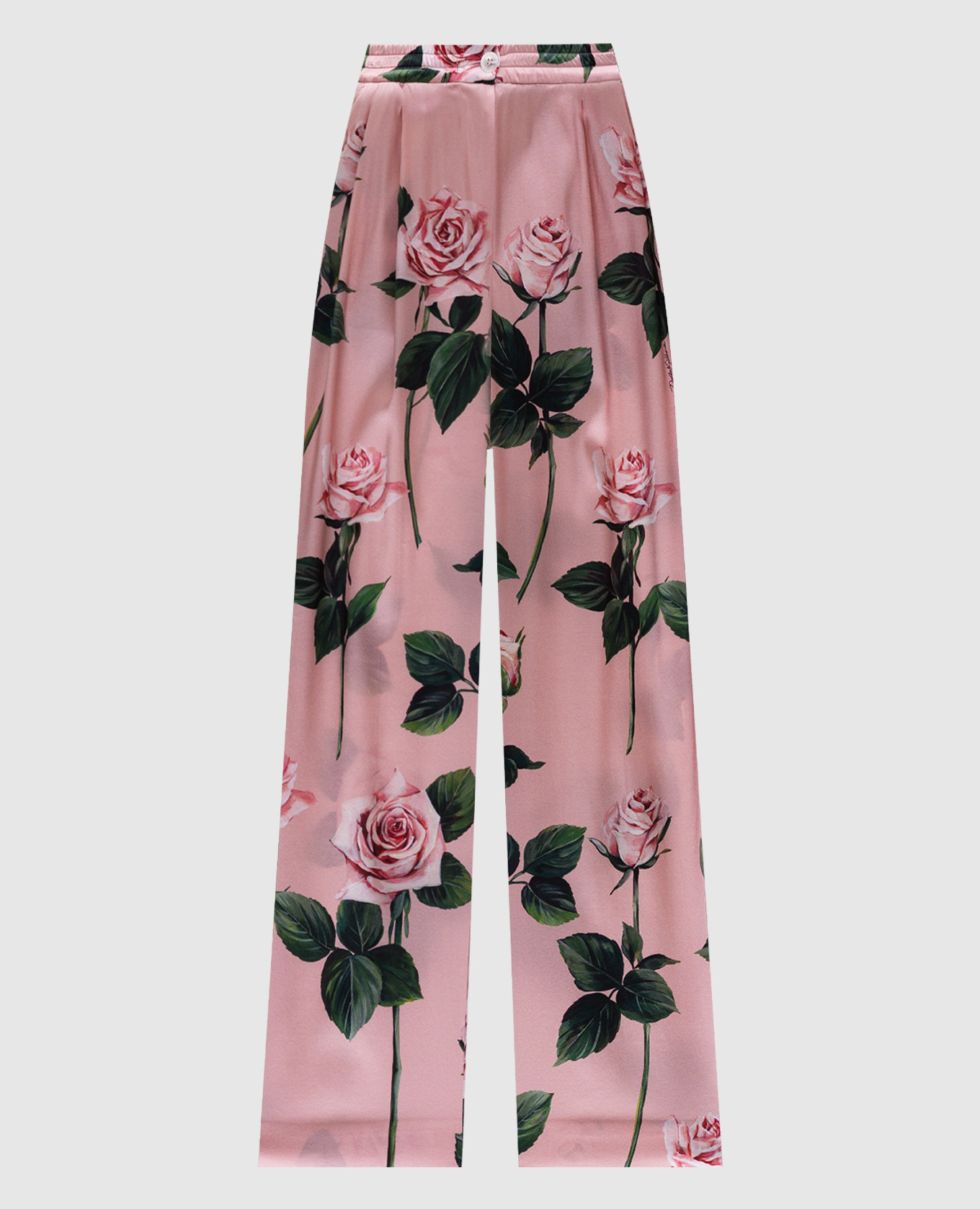 

Pink silk pants with floral print Dolce&Gabbana