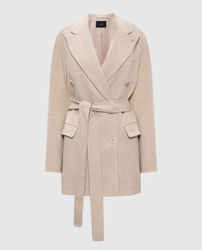 JOSEPH Beige double-breasted wool and silk coat JF008663