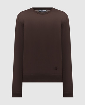 Dolce&Gabbana Brown silk jumper with DG logo monogram embroidery GXX02ZJBSLV