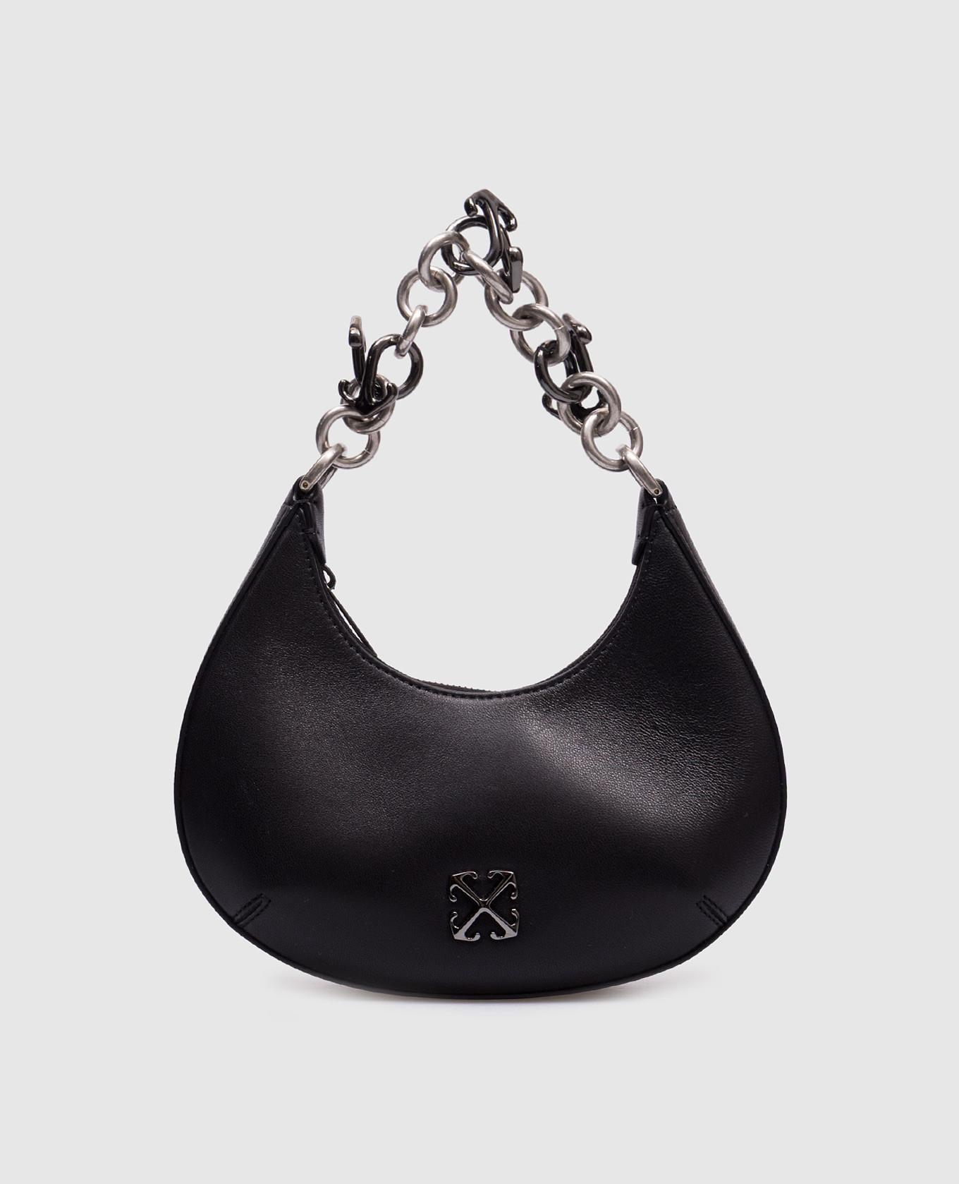 

Black leather hobo bag with logo Off-White