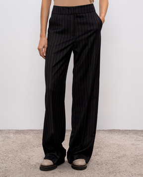 Peserico Gray striped wool pants P0456905774