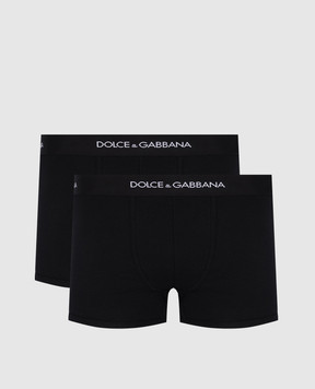 Dolce&Gabbana Set of black ribbed boxer briefs with logo M9D87JONN96