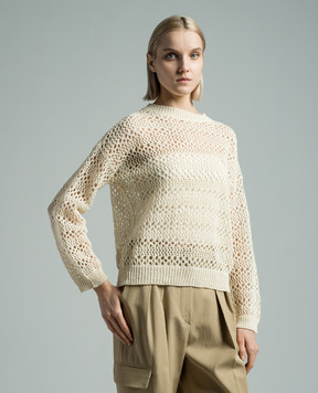 Brunello Cucinelli Yellow openwork shawl made of linen and silk MRA581100
