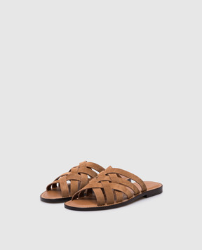 Brunello Cucinelli Brown suede flip-flops MPUSILM326