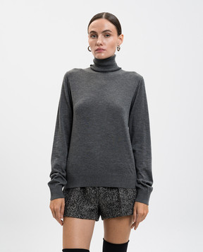 Dolce&Gabbana Grey cashmere turtleneck with DG monogram FXW42ZJBW0P