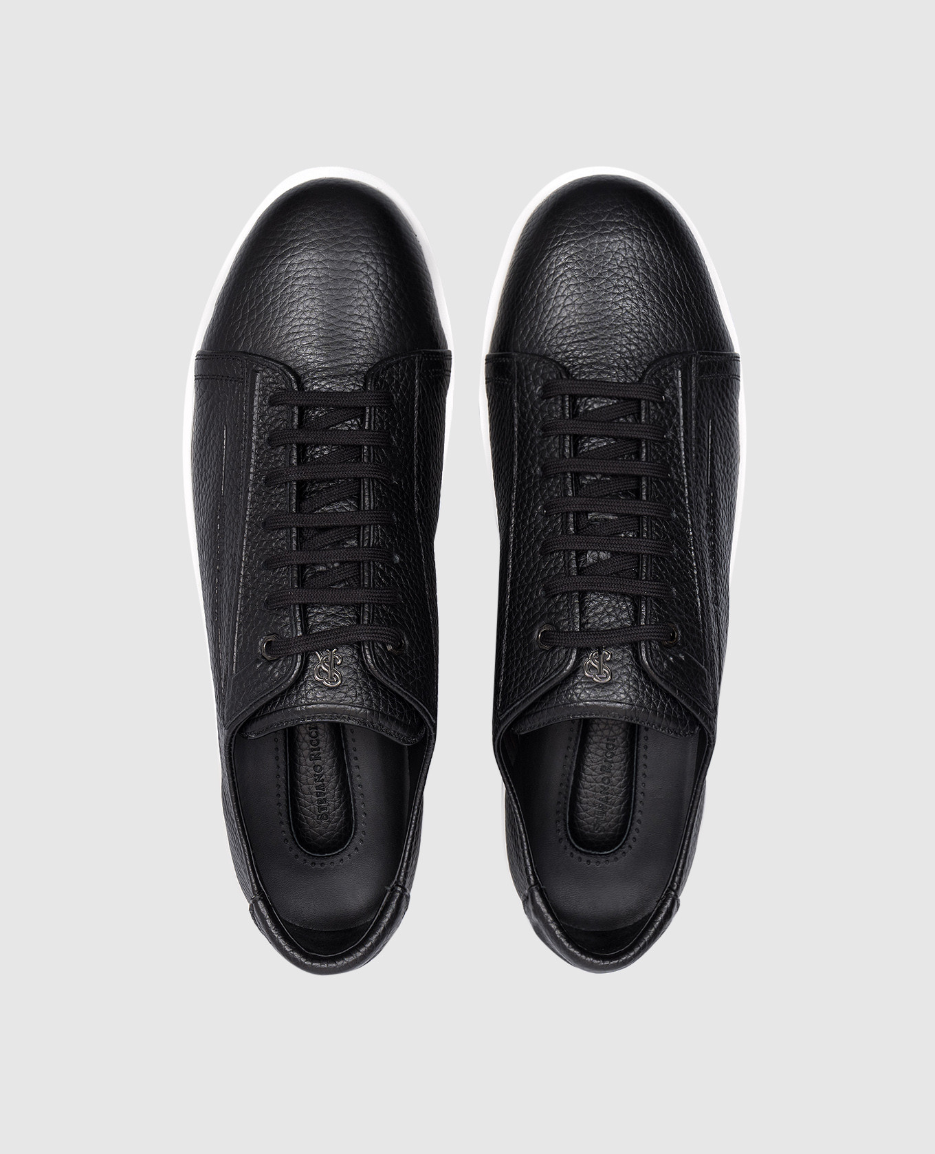 

Black leather trainers with logo Stefano Ricci