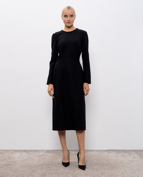 Ermanno Scervino Black midi dress made of wool, silk and cashmere D472Q315WHB