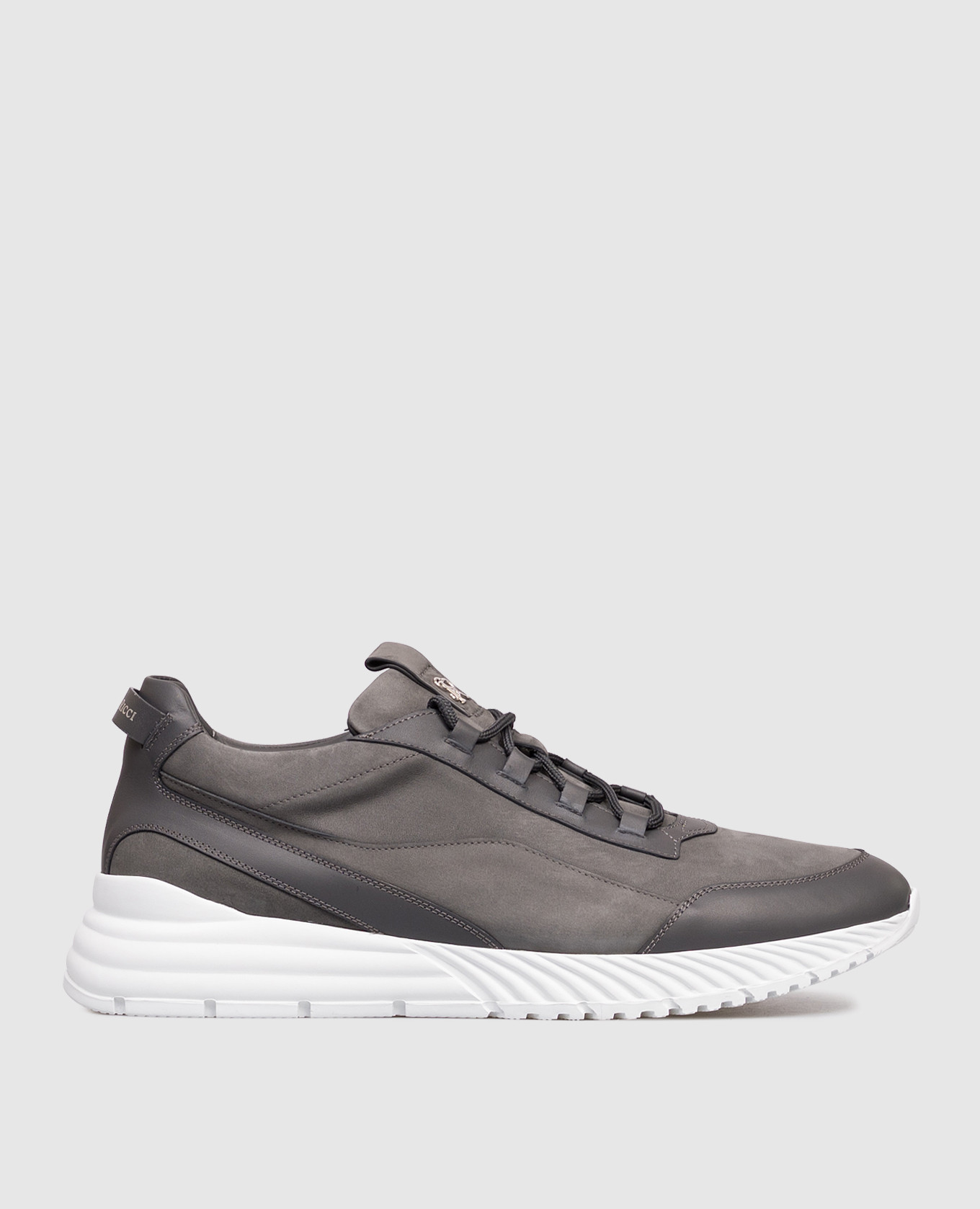 Grey nubuck sneakers with logo