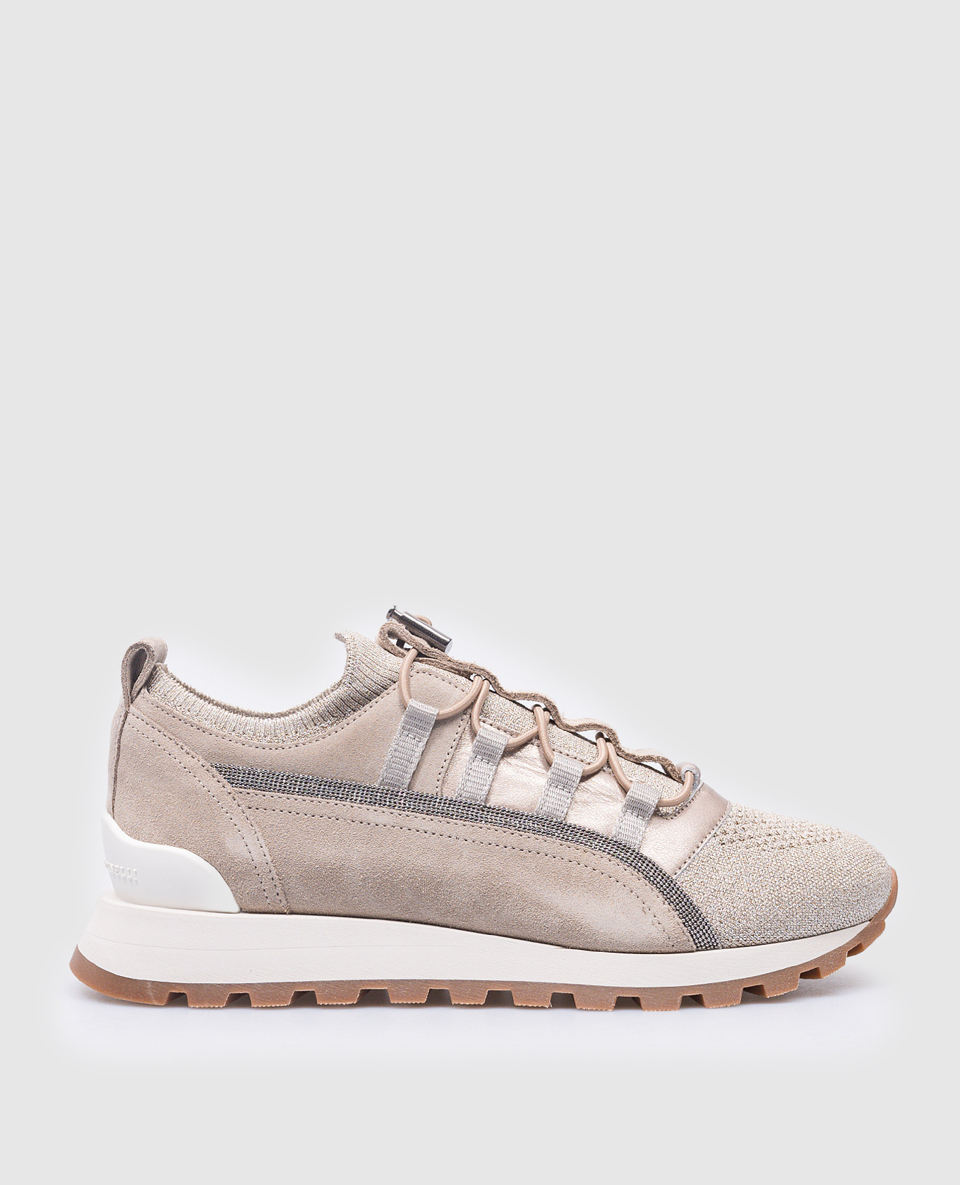 

Beige combined sneakers with lurex and monil chain Brunello Cucinelli