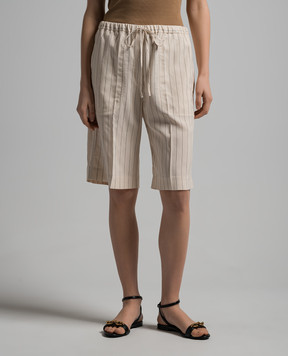 Toteme Beige striped shorts 242WRB1674FB0112