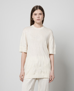 Helmut Lang White wool jumper with logo pattern O02HW701