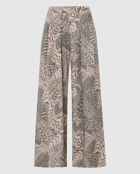 Momoni BOTO green silk pants with floral print 255MMOPA012255MO25