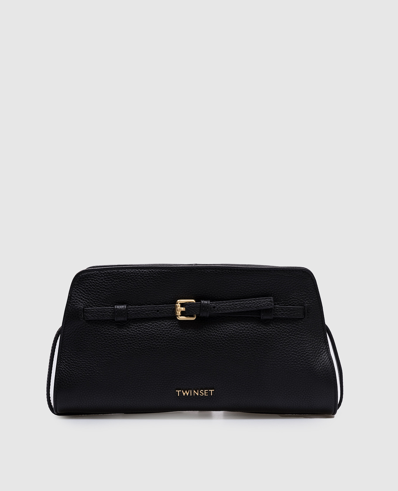 

Black leather baguette bag with logo Twinset