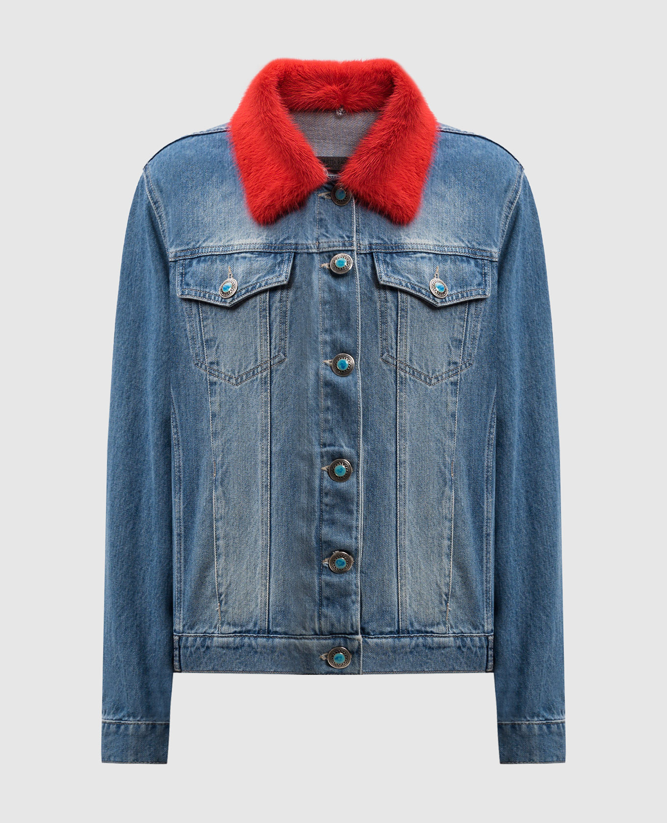 

Blue denim jacket with fur Simonetta Ravizza