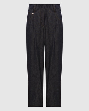 Brunello Cucinelli Blue jeans with a monil chain MA782P5567
