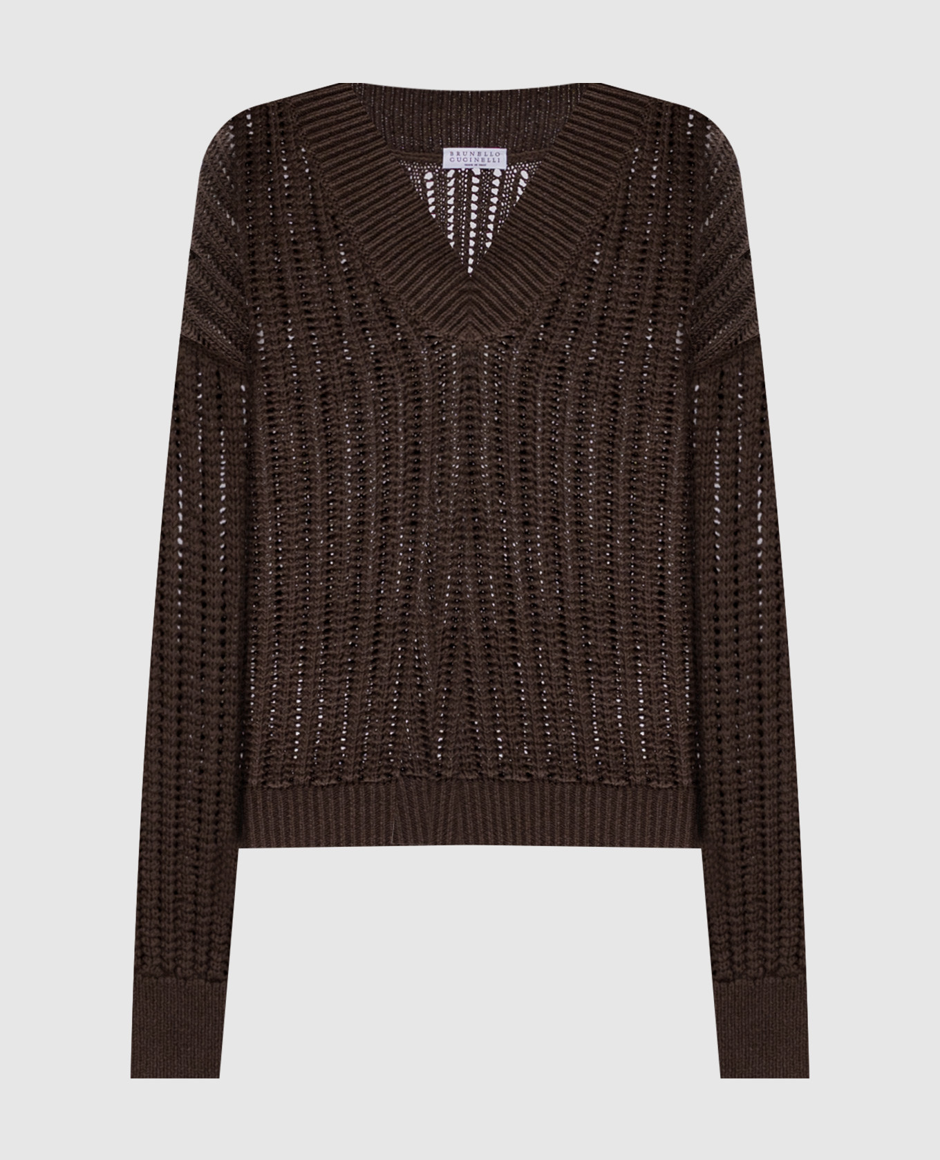 Brown openwork pullover Brunello Cucinelli