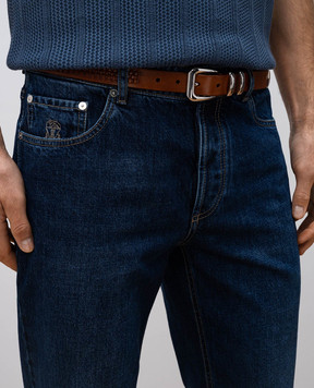 Brunello Cucinelli Brown leather belt with weaving MAUOA253