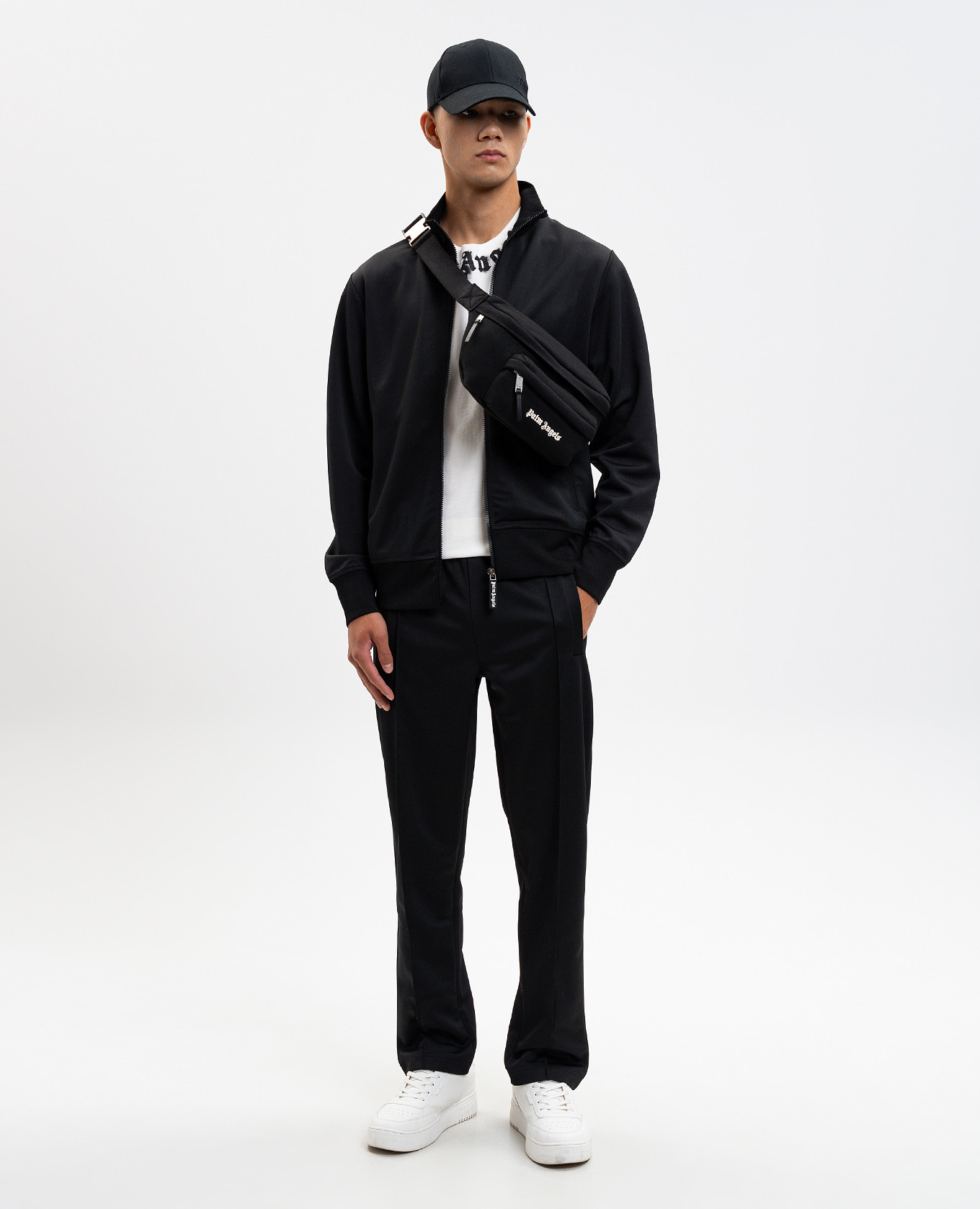 

Black sports jacket with logo print Palm Angels