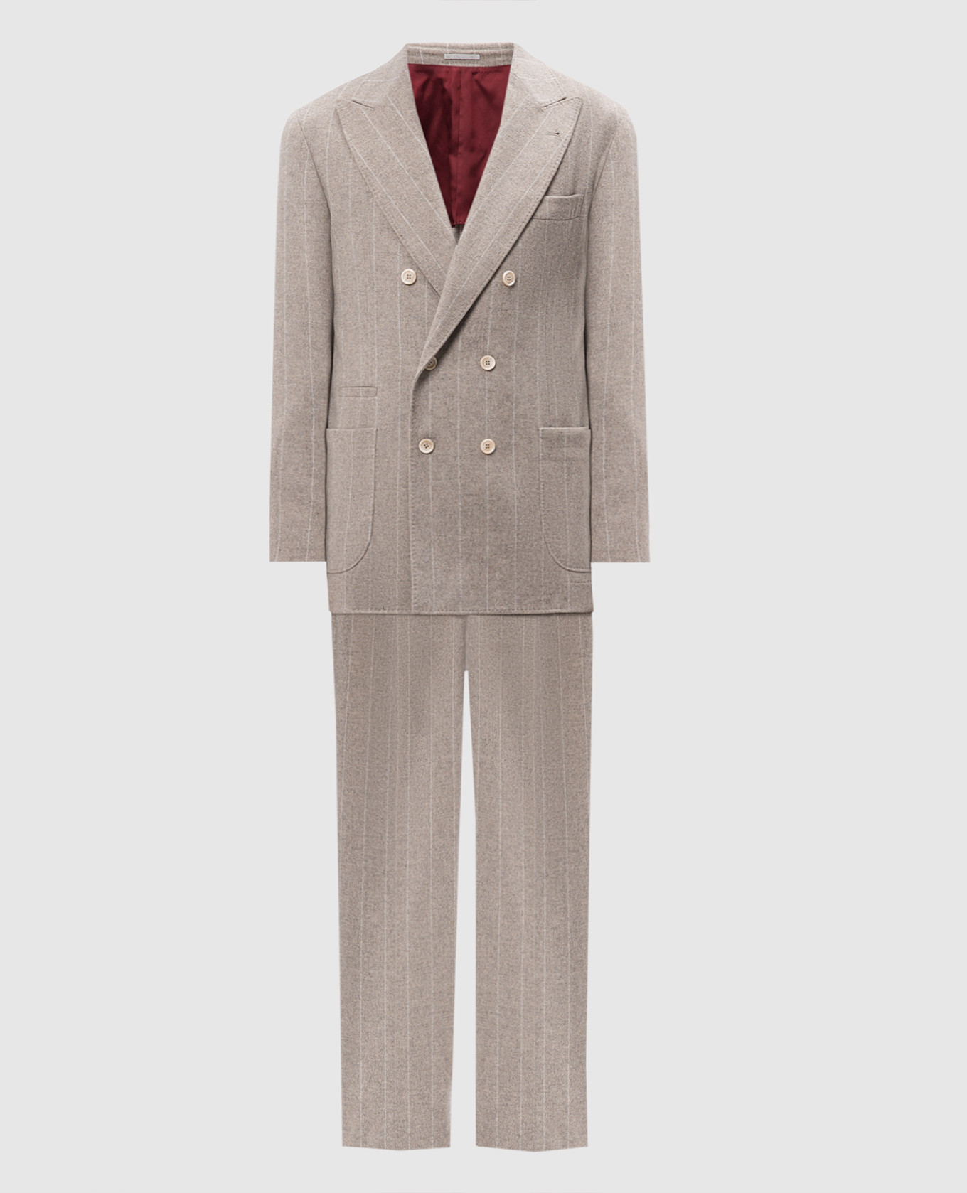 

Beige wool and cashmere striped suit Brunello Cucinelli, Бежевый